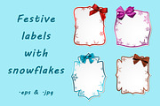 Labels with snowflakes and bows