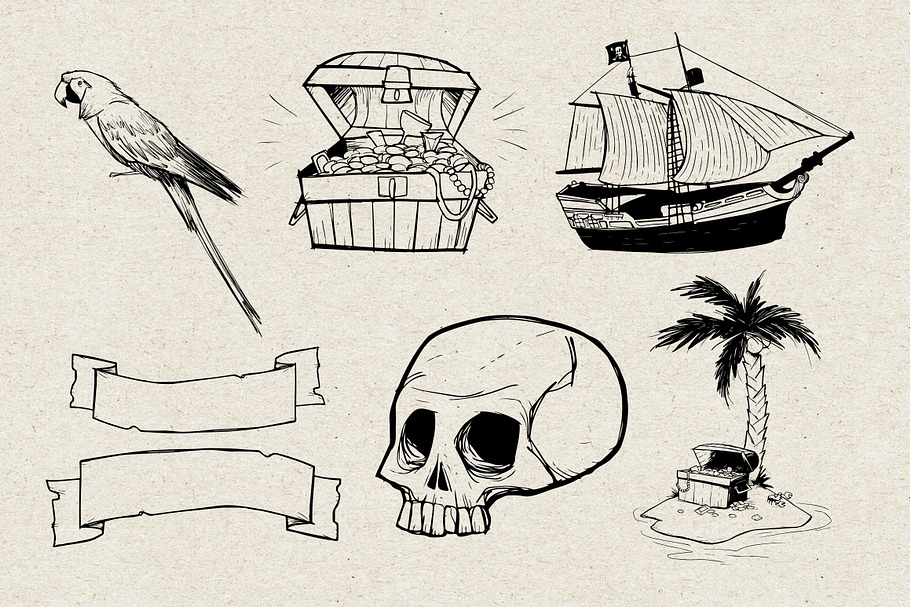 21 Hand Drawn Pirate Vectors