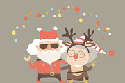 Grandparents as Santa and reindeer 