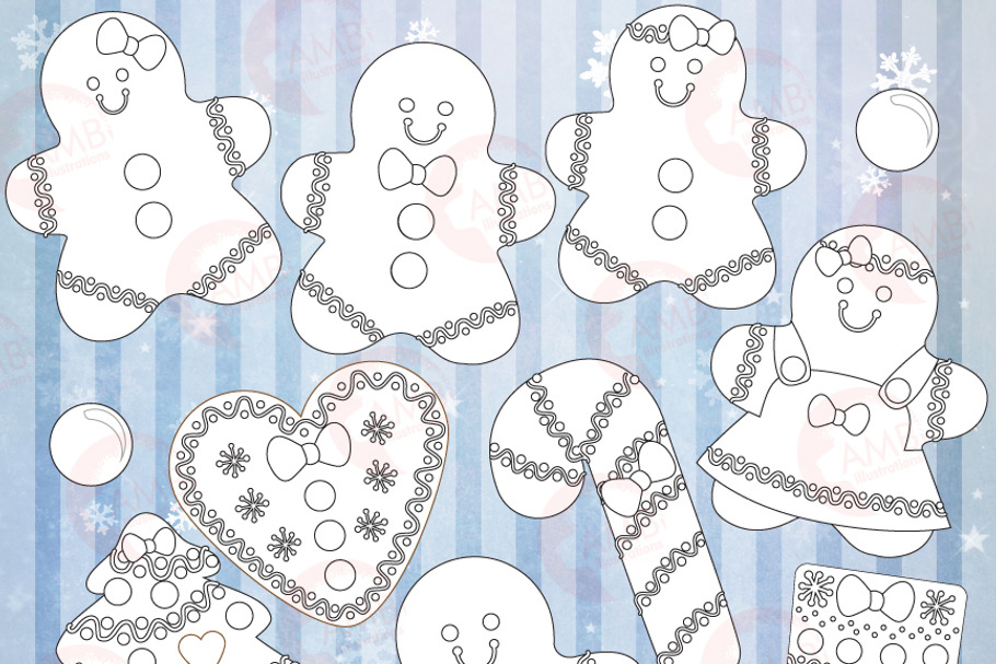 Gingerbread Cookies Stamps, 1507 in Illustrations - product preview 8