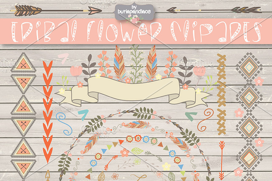 VECTOR Tribal flower clipart/pattern in Illustrations - product preview 8
