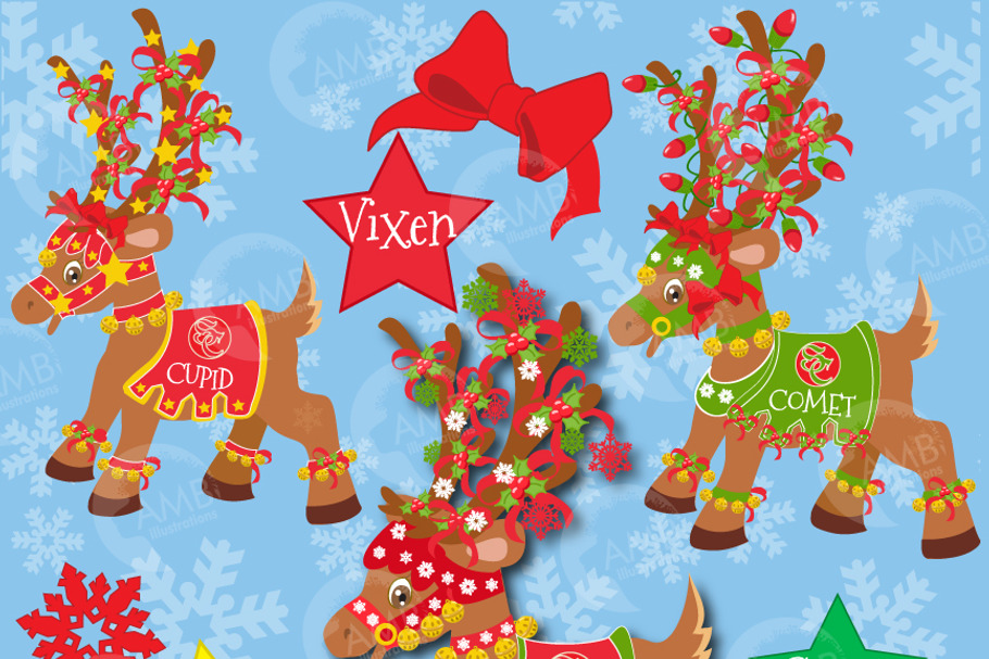Christmas Reindeer Clipart 2, 384 in Illustrations - product preview 8