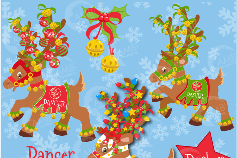 Christmas Reindeer Clipart 1, 383 in Illustrations - product preview 8