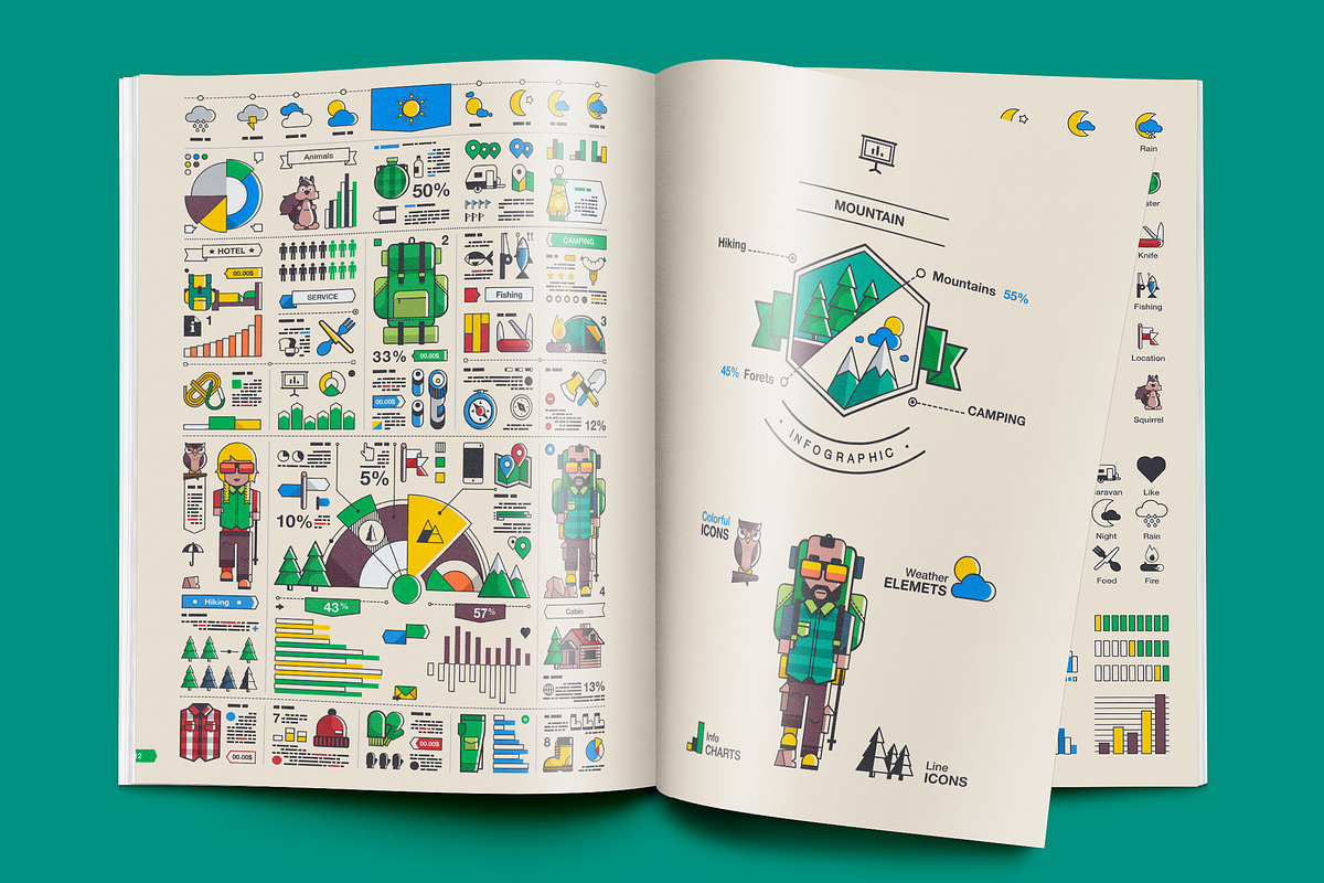 Mountain and camping Infographics in Infographic Icons - product preview 8
