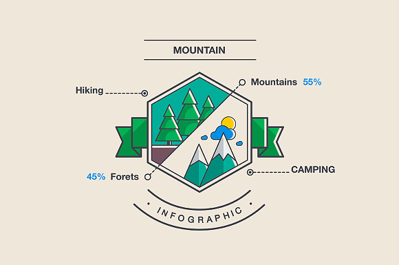Mountain and camping Infographics in Infographic Icons - product preview 1