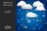 Winter sky with snow, Vector