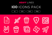 Heavy Lines – 100 Icons Pack