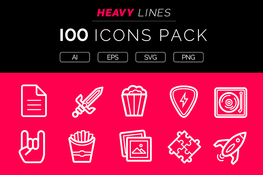 Heavy Lines – 100 Icons Pack in Graphics - product preview 8