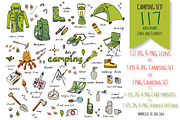 117 Hand drawn Camping icons!