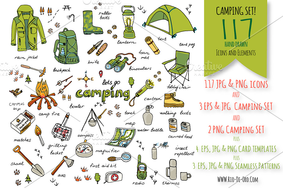 117 Hand drawn Camping icons! in Graphics - product preview 8