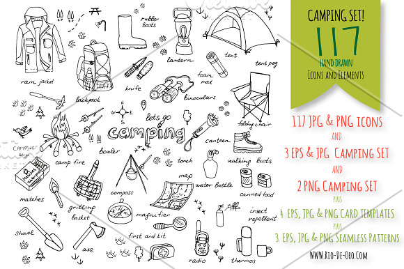 117 Hand drawn Camping icons! in Graphics - product preview 4