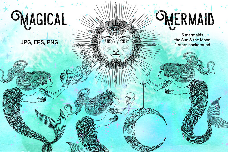 Magical Mermaid in Illustrations - product preview 8