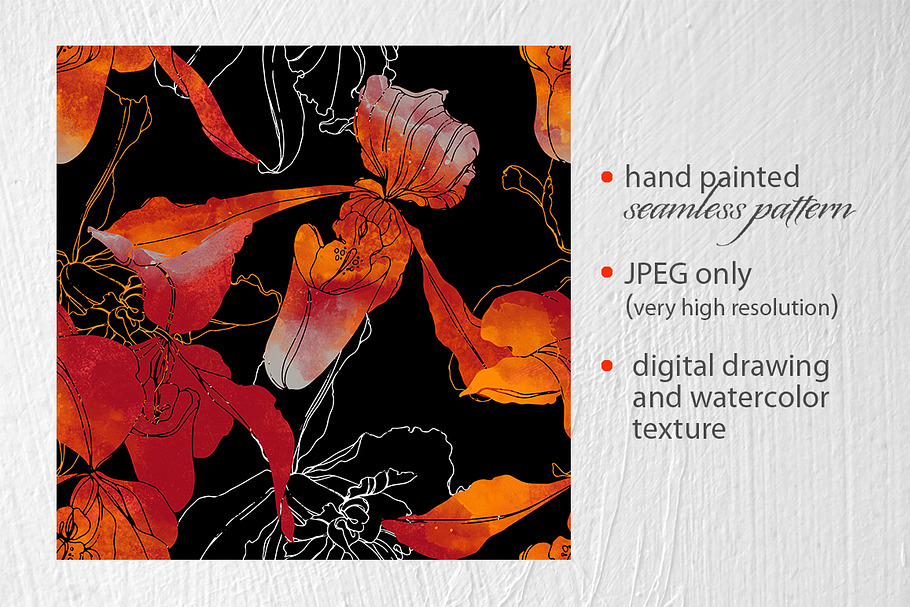 wild orchids seamless pattern in Illustrations - product preview 8