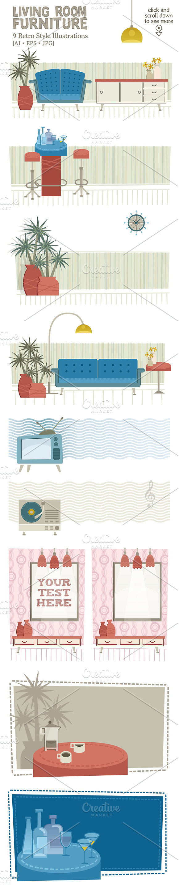 Living room furniture in Illustrations - product preview 2