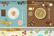 Different plates with food vector