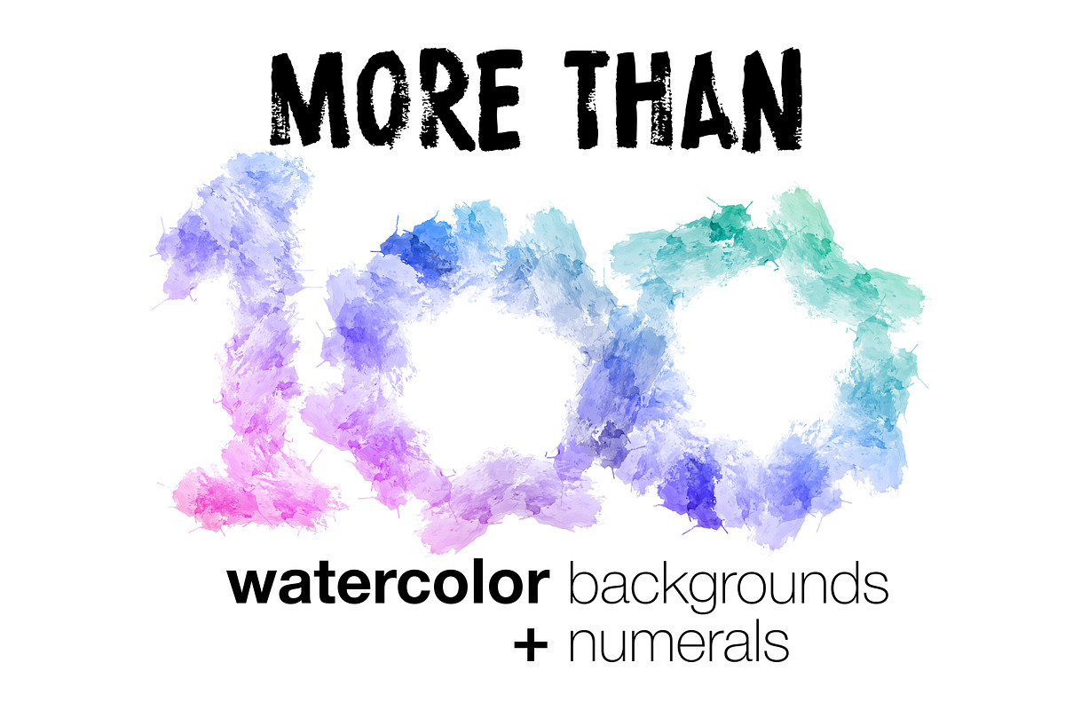 Watercolor backgrounds + numerals in Textures - product preview 8