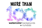 Watercolor backgrounds + numerals
