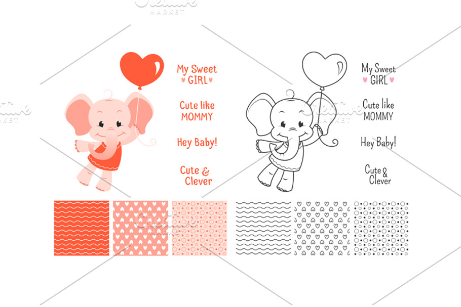 Baby elephant design set 