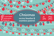 Christmas vector brushes & pattern