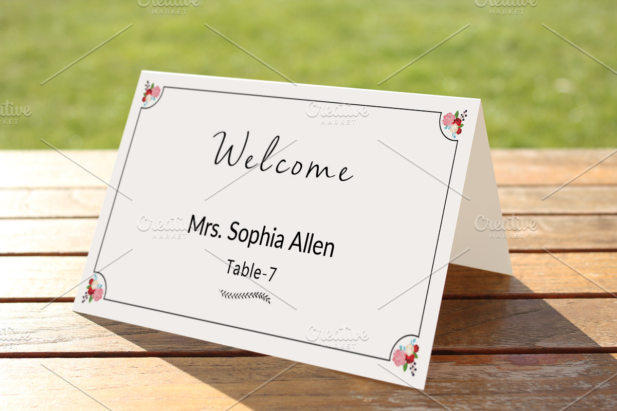 Printable Wedding Place Card  in Card Templates - product preview 8