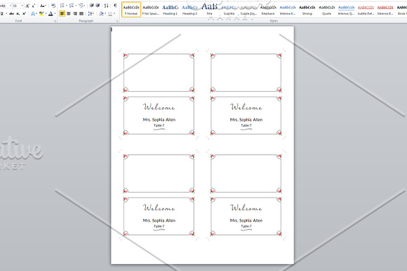 Printable Wedding Place Card  in Card Templates - product preview 1