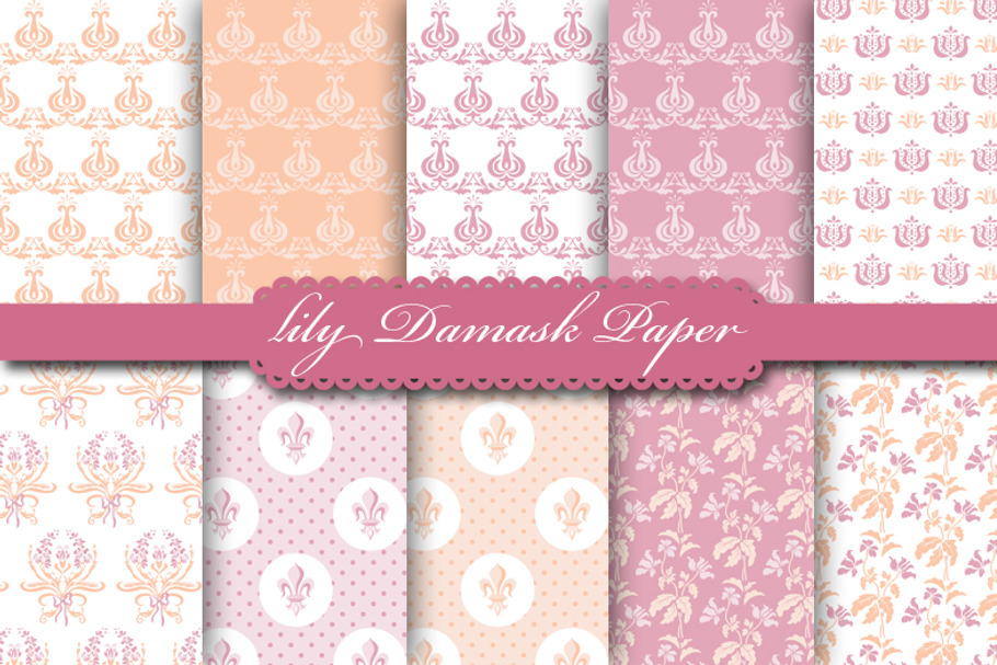 Lily Damask Peach & Mallow Paper