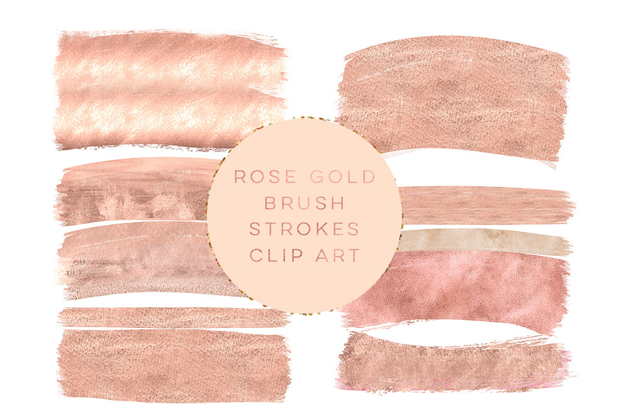 Rose gold brush strokes clipart, in Textures - product preview 8