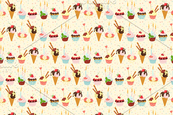 Birthday cupcakes icon set+ patterns in Illustrations - product preview 2
