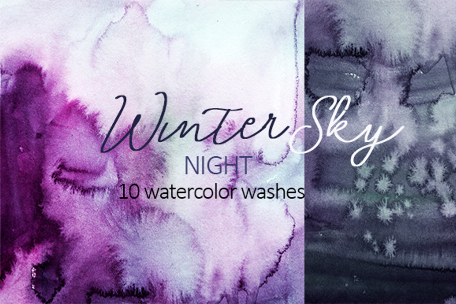 Winter Sky Purple Watercolor Washes in Textures - product preview 8