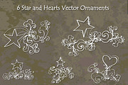 Star and Hearts Hand Drawn Ornaments