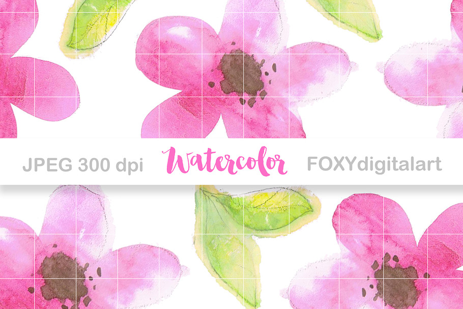 Floral Watercolor Digital Paper Set in Patterns - product preview 8