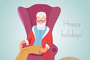 Hipster Santa sitting in a chair