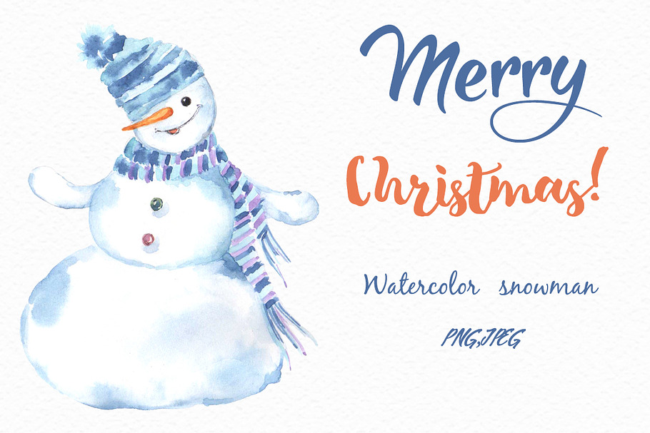 Watercolor snowman in Illustrations - product preview 8
