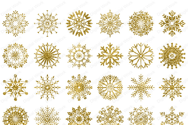 Winter Clipart - Gold Glitter 