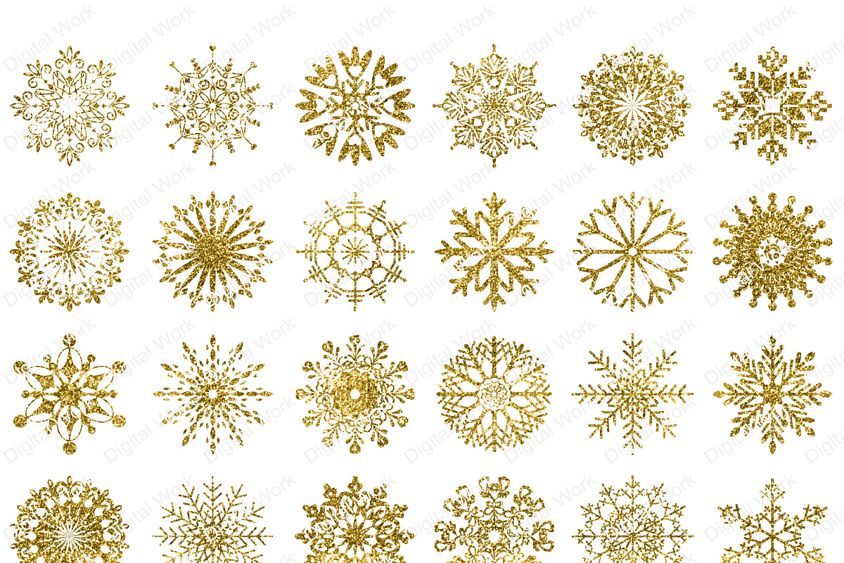 Winter Clipart - Gold Glitter  in Illustrations - product preview 8