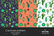 Cactuses - vector patterns set