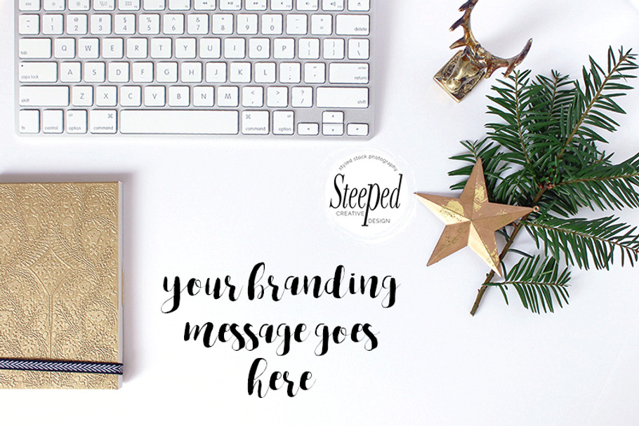 keyboard, gold notebook, star, deer in Instagram Templates - product preview 8