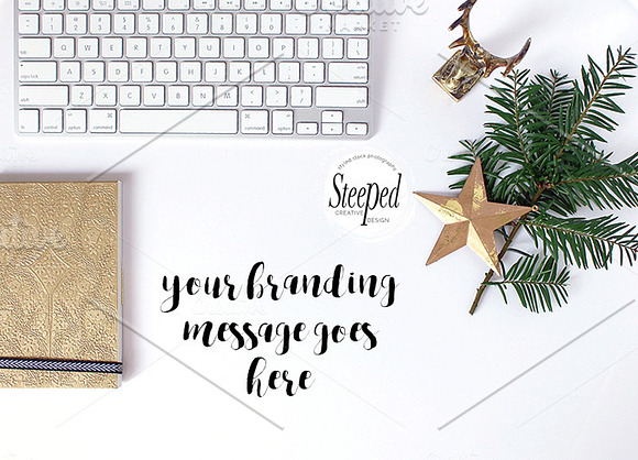 keyboard, gold notebook, star, deer in Instagram Templates - product preview 1