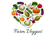 Farm veggies heart