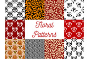 Floral ornate seamless patterns