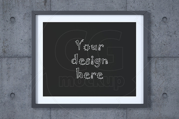 Black frame on concrete wall mockup in Print Mockups - product preview 1