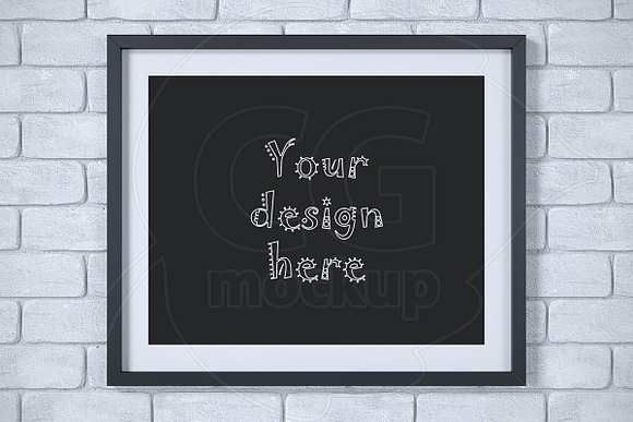 Black frame on brick wall mockup in Print Mockups - product preview 1
