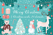 Christmas Cards and Clipart Set