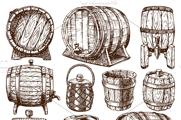 Wooden barrel vector
