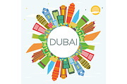 Dubai Skyline with Color Buildings