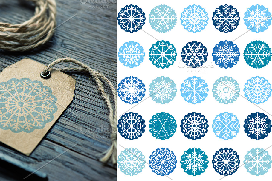 Blue snowflake ornaments