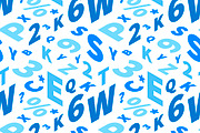 Blue letters in isometric projection