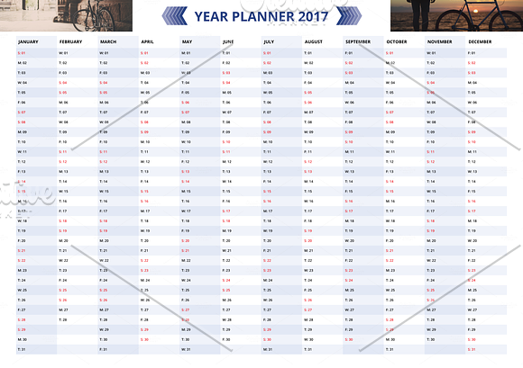 Year Planner 2017 V2 in Stationery Templates - product preview 2