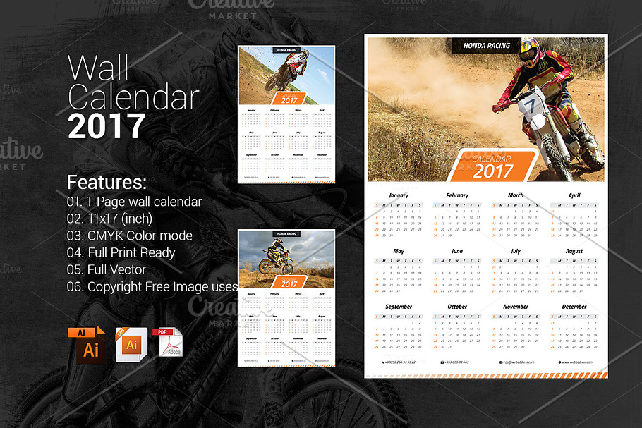 Wall Calendar 2017 in Stationery Templates - product preview 8