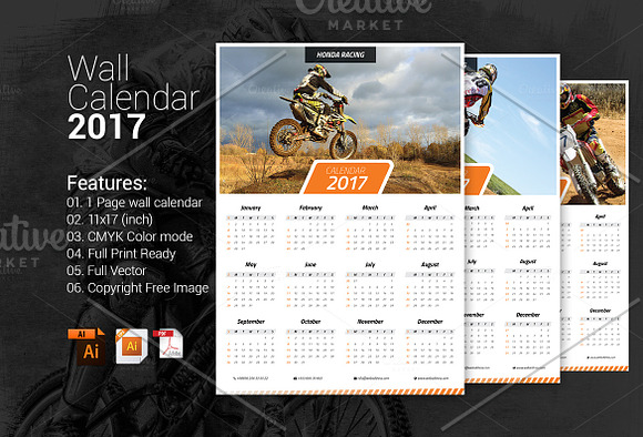 Wall Calendar 2017 in Stationery Templates - product preview 1